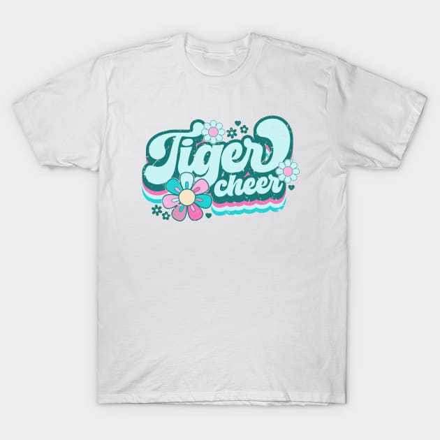 Tiger cheer - retro tiger cheer - floral tiger cheer T-Shirt by Zedeldesign